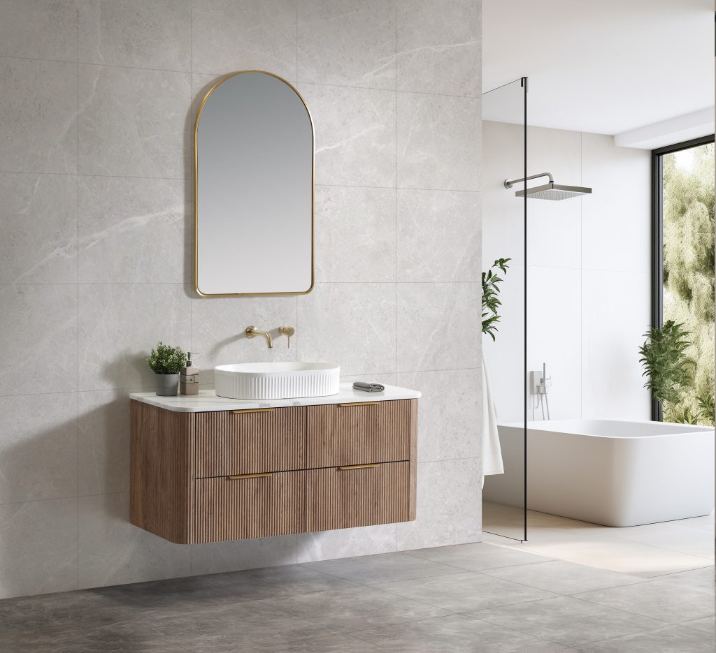 Kayla 1200 Fluted Wall Hung Vanity – Tas Oak