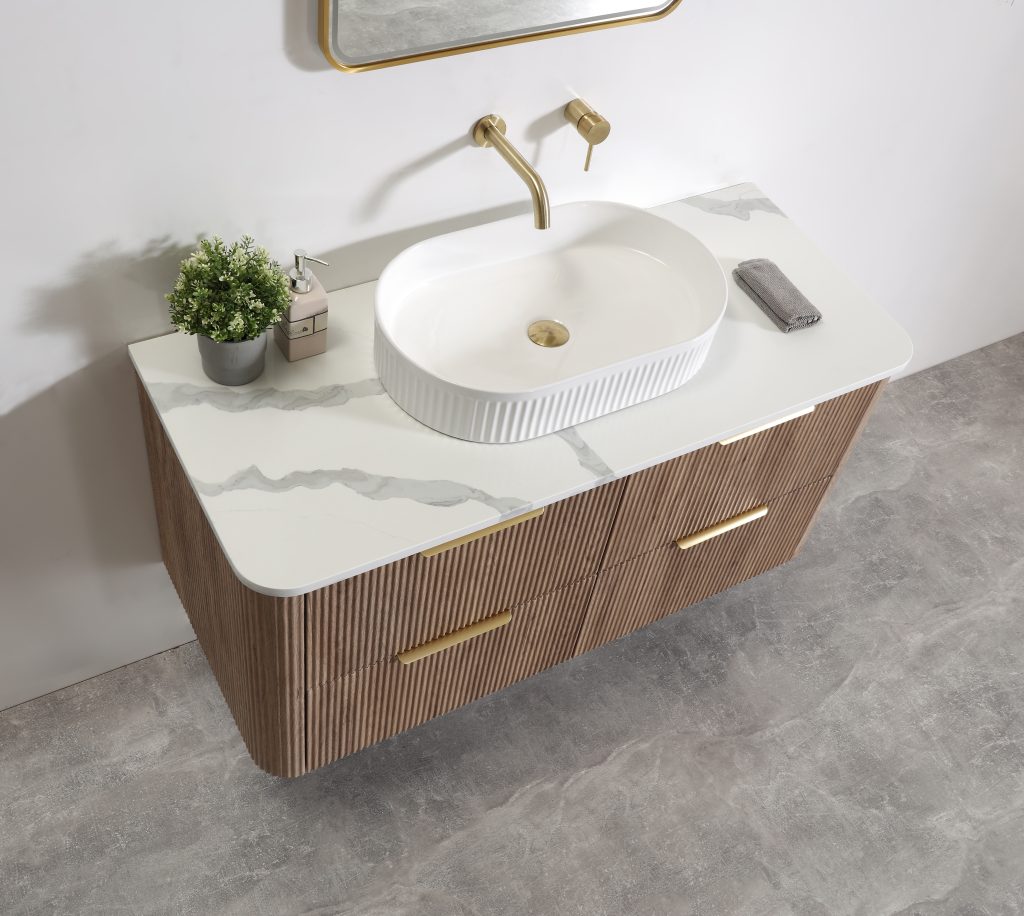 Kayla 1200 Fluted Wall Hung Vanity – Tas Oak