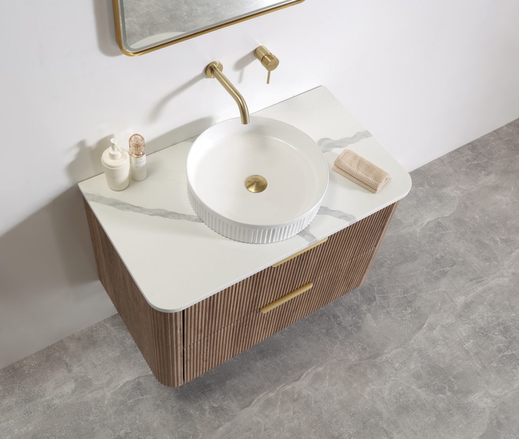 Kayla 900 Fluted Wall Hung Vanity – Tas Oak