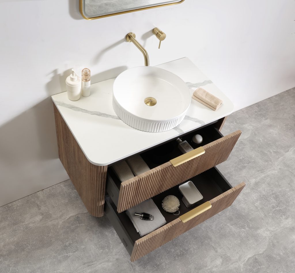 Kayla 900 Fluted Wall Hung Vanity – Tas Oak