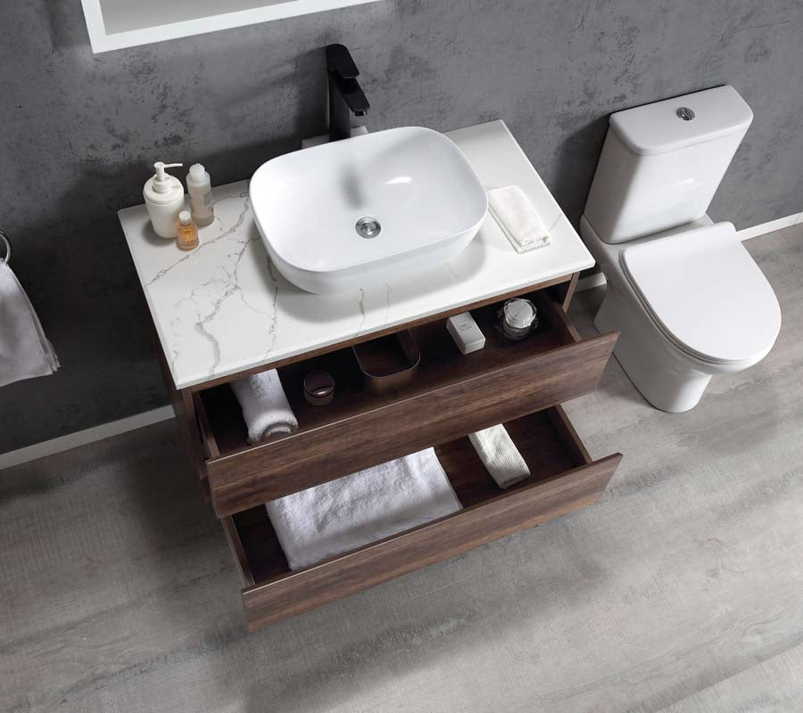 Edge 900 Wall Hung Vanity – Walnut