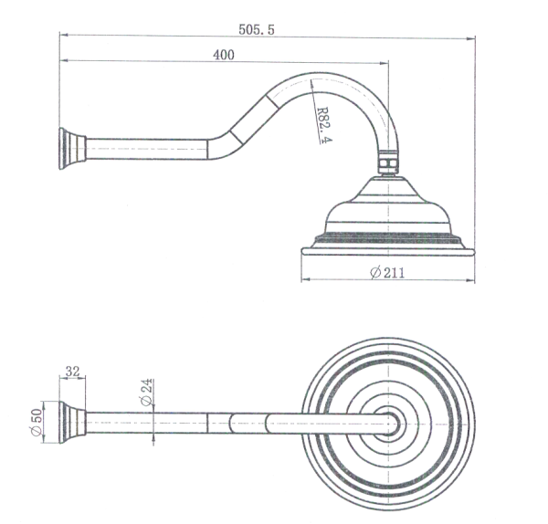 Bordeaux Shower Arm With Shower Head