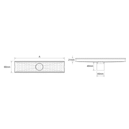 FLOOR LONG DRAIN - 300MM SQUARE COVER 316 S/STEEL SUIT 50MM OUTLET