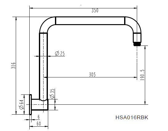 Round High Rise Shower Arm