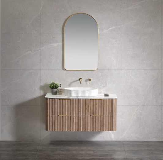 Kayla 1200 Fluted Wall Hung Vanity – Tas Oak