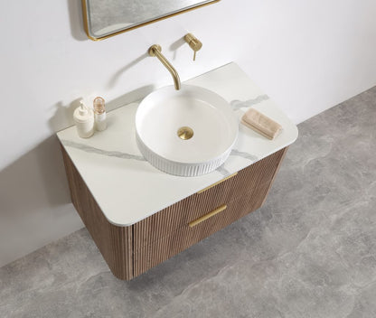 Kayla 900 Fluted Wall Hung Vanity – Tas Oak
