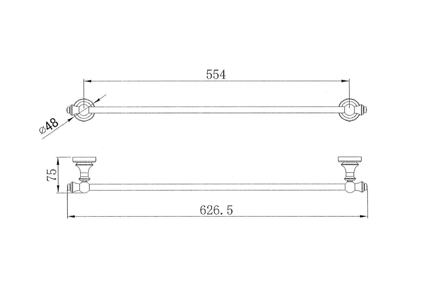 Medoc Single Towel Rail 750mm