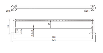 Mirage Double Towel Rail 750mm