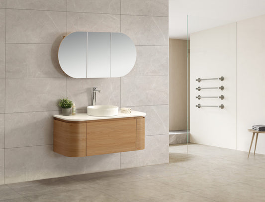 Milan 1200mm Wall Hung Vanity – Natural Oak