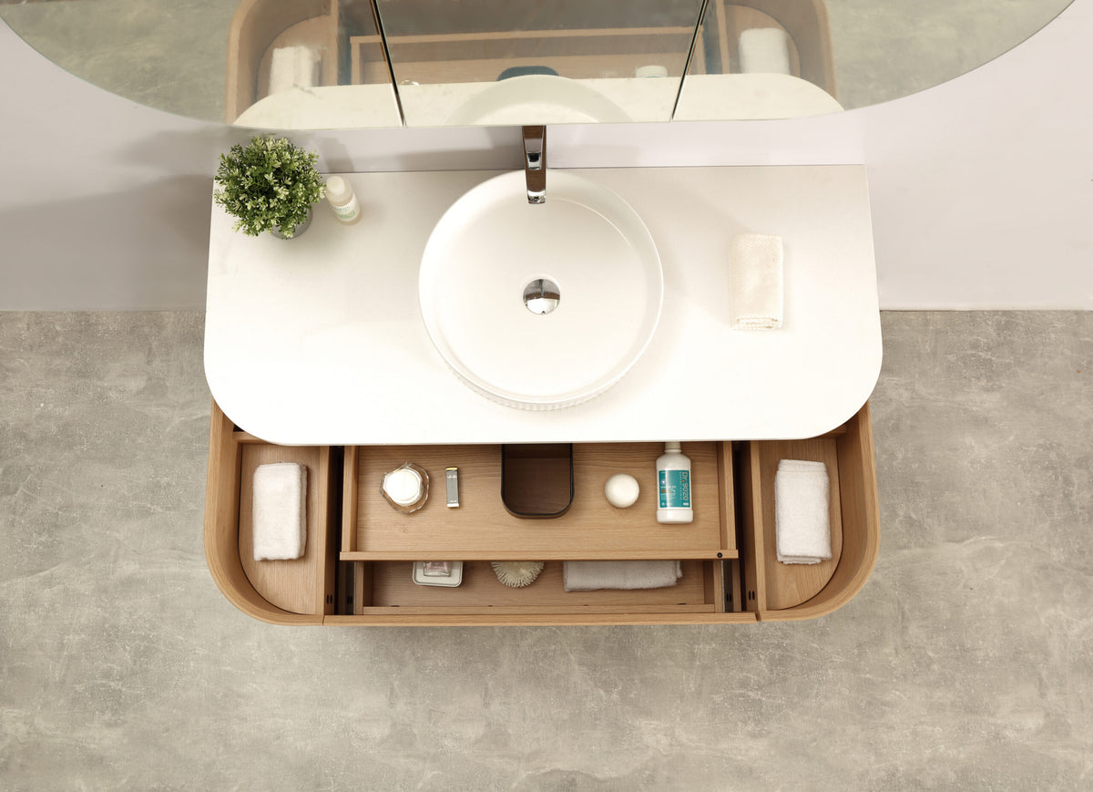 Milan 1200mm Wall Hung Vanity – Natural Oak