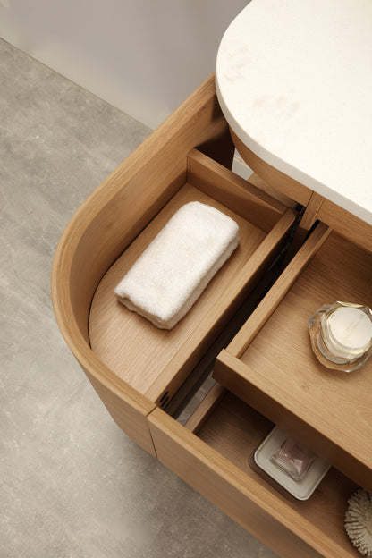 Milan 1200mm Wall Hung Vanity – Natural Oak