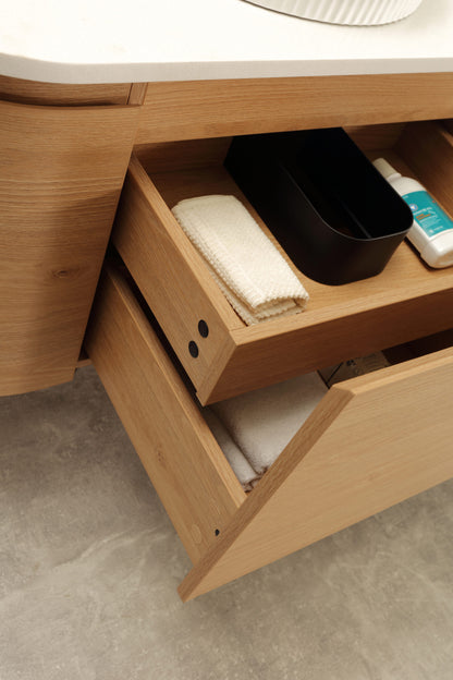 Milan 1200mm Wall Hung Vanity – Natural Oak