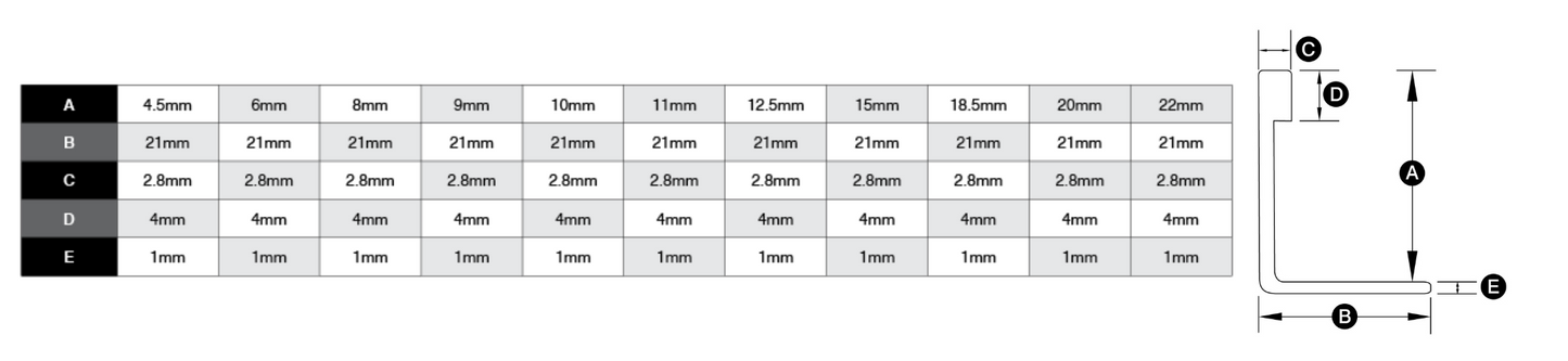 Roberts L-Shape Trim- Aluminium